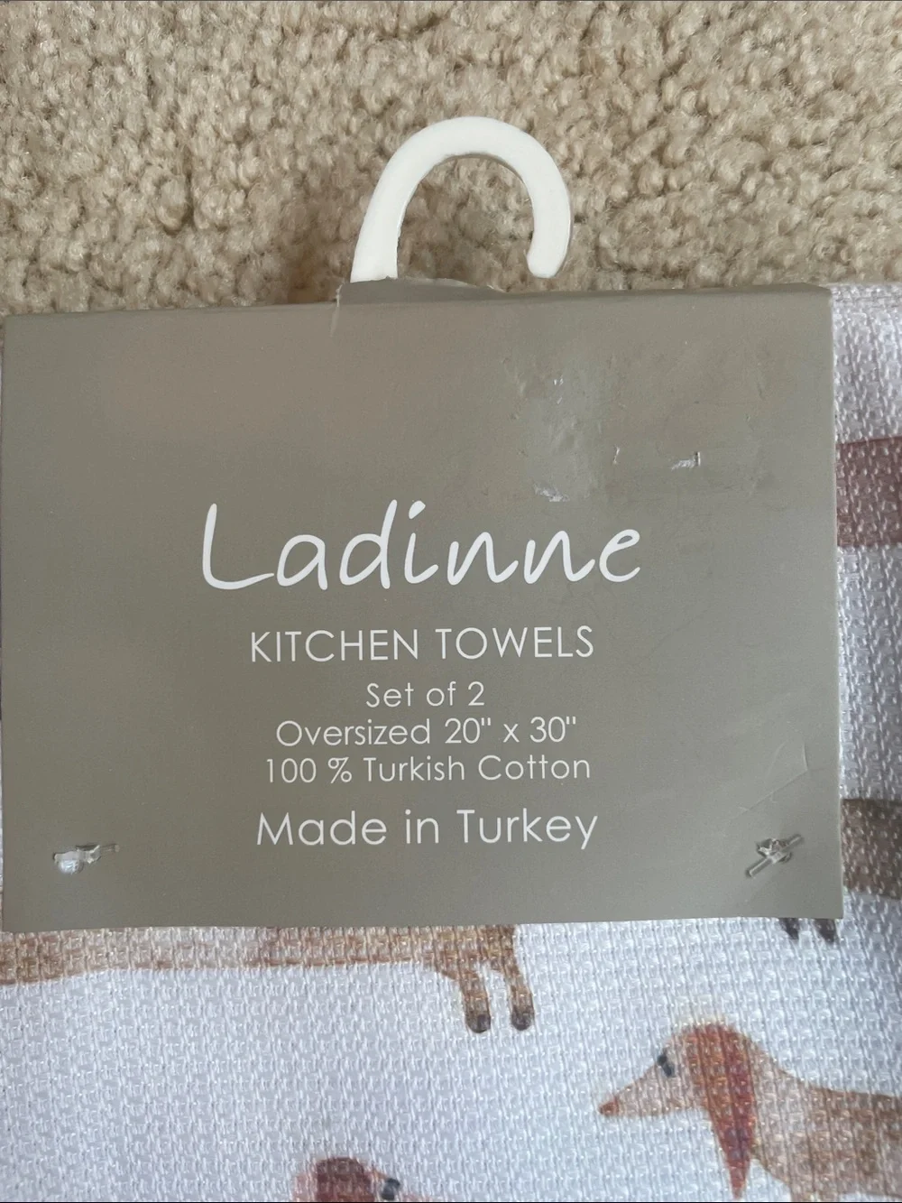 Ladinne set of two different dachshund over sized Kitchen Towel